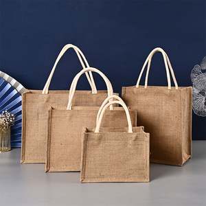 Sac fourre-tout en jute naturelle avec anses en coton et fermeture boutonnée - Product Image 2