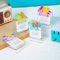 Calendrier de table en acrylique 2026 avec impression Cheval du Nouvel An, mini, mignon, avec clip en PP, décoration DIY, bloc-notes promotionnel multifonctionnel