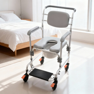Silla de inodoro con ruedas Wei Yikang KDB-697G gris para personas mayores y discapacitadas - Product Image 3