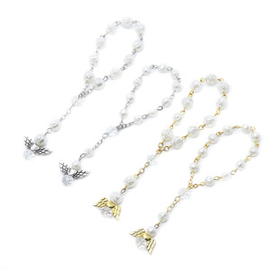 Bracelet chapelet Ailes d'Ange avec perles et roses, cadeau de mariage, bijoux en alliage de zinc - Product Image 2