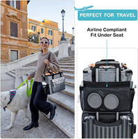 Sac de voyage pour chien approuvé par les compagnies aériennes, avec conteneurs pour nourriture et bols pliables, kit d'accessoires de voyage pour animaux de compagnie pour une nuit, sac de sortie pour animaux de compagnie