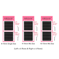 DIYDAY Livraison Rapide Extensions de Cils Pré-fabriquées Volume 3 Couches Fox YY CC Curl 100% PBT Douces