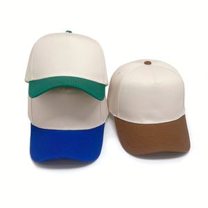 Casquettes de baseball unisexes entièrement personnalisées en gros, 5 panneaux, brodées, en tissu de coton, taille ajustable, bicolores, pour le sport - Product Image 2