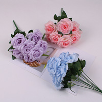 Fleur Artificielle, Bouquet de 9 Têtes, Rose Diamant, Décoration pour la Maison, le Salon, les Mariages, la Table Basse et le Bureau