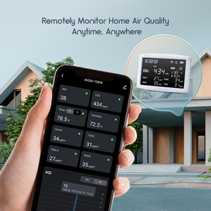 INKBIRD IAQM-128W Moniteur de qualité de l'air 8-en-1 pour CO2/PM2.5/PM10/TVOC/HCHO/AQI/température/humidité IAQM-128W Air ambiant extérieur - Product Image 3