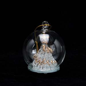 Высококачественная стеклянная подвесная шара ручной работы с матовой елкой, Рождественская статуэтка внутри рождественской елки, деревенской экологически чистой - Product Image 5