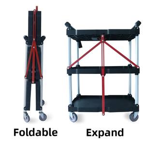Stille Vierwielige Opvouwbare Mobiele Werkbank Buiten Plastic Gereedschapskar Voor Live Uitgezonden Fotografische Apparatuur Mobiele <span class=keywords><strong>Trolley</strong></span> - Product Image 5