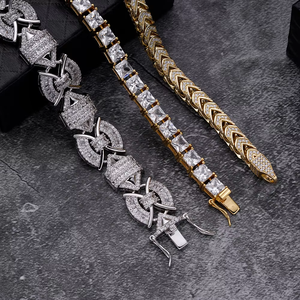 Cadena <span class=keywords><strong>Franco</strong></span> de 6mm con Zirconias Engastadas, Chapada en Rodio y Oro de 18K, Estilo Hiphop, para Hombre - Product Image 5