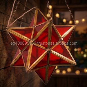 Zahereen BR247 for Large Moroccan Art Red Glass Star Pendant LED Lamp Dimmable Energy Saving 110/220V 500 Hours Chandelier - Product Image 3
