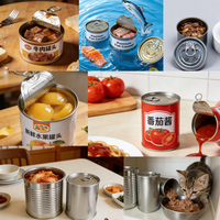 Boîte métallique vide de qualité alimentaire avec couvercle pour fruits de mer, sardines, thon, impression offset, matériaux recyclés, couleur et taille personnalisées