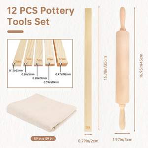 10 pièces poterie enseignement roulement boue bâton Guide outils 1 pièces poterie outils argile roulant Pinwith lin nappe - Product Image 2