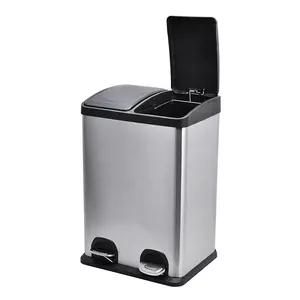 40L(20L+20L) Stainless Steel Dual <strong>Liner</strong> Recycle <strong>Bin</strong>/trash <strong>Bin</strong> - Product Image 5