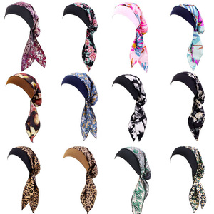 Turban floral pré-noué à large bande pour femme - Foulard pour le ski, le cyclisme, les affaires, la pêche - Foulard en polyester pour la chimiothérapie et le <span class=keywords><strong>cancer</strong></span> - Product Image 5