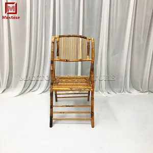Venta al por mayor de sillas plegables de bambú Vintage Jardín Hotel Silla de boda de ratán para comedor Sala de estar Villa