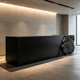Source Factory Luxury Fiberglass Reception Desk Curved Front Desk for Office Building Salon - Product Image 1