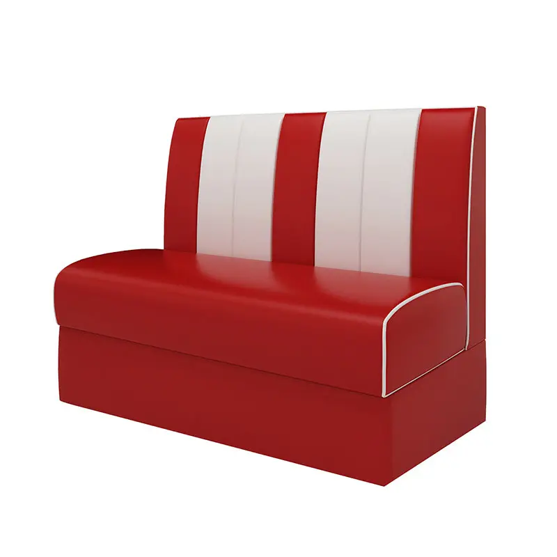 American Retro Sofa Sets Red And White Commercial Restaurant Furniture Dining Booth Seating