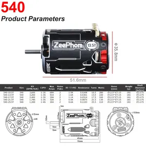 Hobbywing <span class=keywords><strong>QUICRUN</strong></span> 10BL120 120A ESC Zeephom 540 Moteur Sensored Brushless Combo pour 1/10 RC Racing Drift Car SPEC Competition - Product Image 6