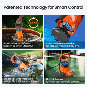 مضخة غاطسة كليتايد، مضخة صرف صحي محمولة تعمل بالتيار المستمر مصنوعة من البلاستيك بقوة 1/3 حصان للصرف في الطوابق السفلية/الحدائق/المسابح - Product Image 2