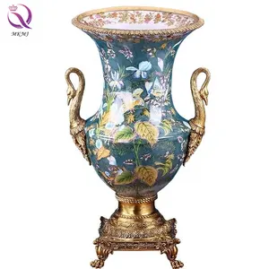 Hot Selling Gute Qualität dekorative Blumenvase mit Double the Swan Creative Home Decorations große Boden vase für Wohnzimmer