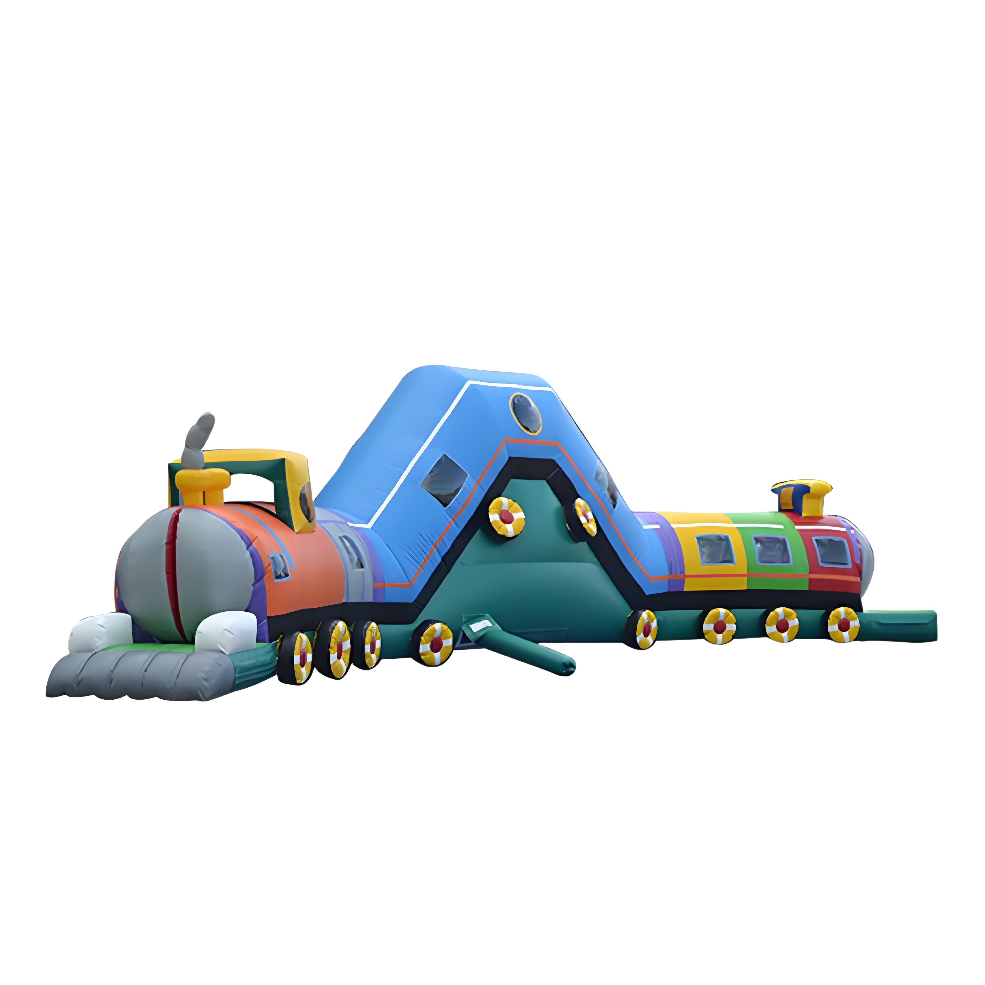 Inflatable Bubble Train Play Center Long Sport Tent Tunnel Obstacle Course Castle Design Heavy Duty PVC Multi Playground
