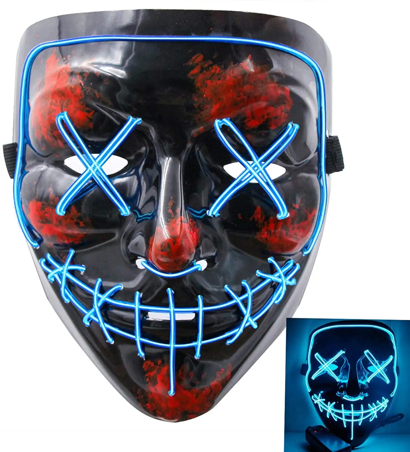 Halloween Scary Mask Cosplay LED Costume Mask El Wire Light Up For Halloween Festival Party