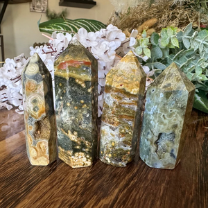 หินคริสตัลแจสเปอร์มหาสมุทรแกะสลักด้วยมือแบบธรรมชาติขายส่ง หินควอตซ์ทรงหอคอย สำหรับตกแต่งเป็นของขวัญ - Product Image 6
