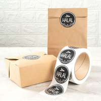 Op maat gedrukte Halal voedsel etiketten, manipulatiebeveiligde stickers voor afhaalverpakkingen, premium waterdichte vinyl etiketten op rol