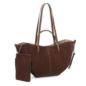 Bolso Tote Retro de Piel Genuina de Ante Premium para Mujer, Elegante, Gran Capacidad, con Bolso Interior, Anti-Robo, para Verano y Otoño, 7 Pulgadas, OEM - Product Image 1
