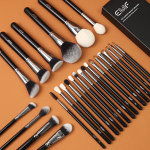 ชุดแปรงแต่งหน้า26ชิ้นแบบวีแกนสีดำแปรงขนนุ่มพร้อมด้ามไม้แปรงยี่ห้อส่วนตัว - Product Image 1