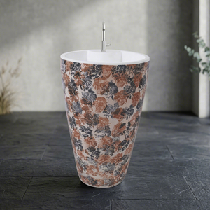 Meilleure vente : Lavabo vasque de salle de bain sur pied, à poser sur comptoir, en céramique, ovale, doré, noir, rouge, blanc, clair - Product Image 6