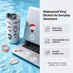 Cute Cartoon Vinyl Stickers Irregular Shape Strong <b>Stickiness</b> for Daily Essentials - Product Image 6