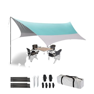 Bâche imperméable Woqi 365x425 cm carrée en polyester PU3000mm pour camping, randonnée, auvent, protection solaire - Product Image 2