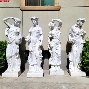 Скульптура YOUFINE в натуральную величину: Богиня Четырех Сезонов из натурального белого мрамора для декора сада, виллы, двора - Product Image 1