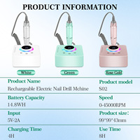 Machine à ongles électrique rechargeable 45000 tr/min avec logo personnalisable, compatible manucure, en plastique