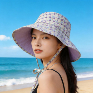 Sombrero de pescador plegable con estampado floral para mujer, sombrero de lona de algodón con protección solar para uso en exteriores en primavera y verano - Product Image 4