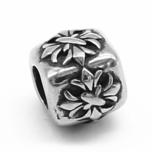 Yunnique Stainless Steel Square <b>Spacer</b> Bead with Lotus Design Casting Process for Bracelet Making - Product Image 3