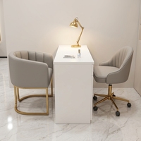 Table de manucure de luxe en PU réglable avec chaises pour client et technicien, ensemble chaise et fauteuil pour salon de beauté