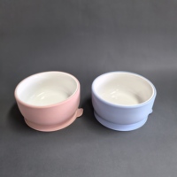 Bol en céramique de qualité alimentaire pour enfants avec base d'aspiration en silicone antidérapante sans BPA, compatible micro-ondes, ensemble d'assiettes pour bébé