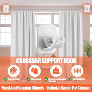 2pcs Adhesive Nailless Adjustable Curtain Rod Holder Brackets Novelty <b>Hooks</b> Home Bathroom Drillless Curtain Rod Bracket <b>Hooks</b> - Product Image 4