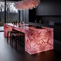 Comptoir de bar transparent et lumineux en cristal, comptoir de réception, table à manger artistique haut de gamme pour villa