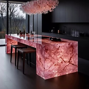Comptoir de bar en PVC transparent et lumineux, comptoir de réception, table à manger artistique haut de gamme pour villa - Product Image 3
