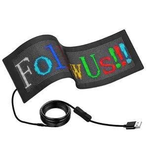 Layar iklan animasi lembut piksel USB RGB kustom layar LED fleksibel Panel papan reklame dapat diprogram Remote