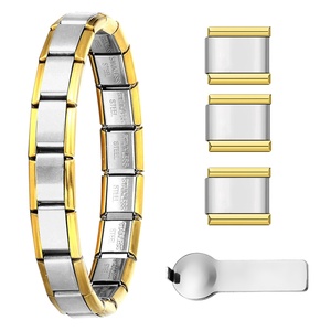 Nouvel ensemble de bracelets modulaires italiens multicolores en acier inoxydable électroplaqué, à assembler soi-même, avec boîte cadeau de bijoux charmants - Product Image 6