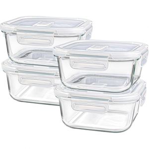 New Design BPA-Free Glass Storage Container Box <b>Set</b> with Glass Lid Kitchen Glass Baking Tray Oven Heating - Product Image 1
