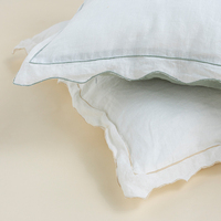 Housse de coussin en lin 100% lin, à volants, lavée, unie, couleur café, pour canapé, housse de coussin en lin pur