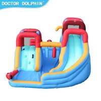 Doctor Dolphin EN71 Jeu de fête pour enfants, château gonflable, piscine gonflable, structure de saut aquatique, 4 personnes, 420D+840D Oxford