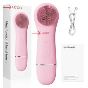 2-in-1 USB Waterproof Rechargeable Electric Facial Brush with Ultrasonic Skin Scrubber Silicone Bristles Deep <b>Pore</b> Cleansing - Product Image 6