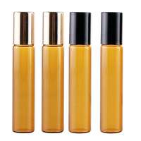 Flacon roll-on en verre brun Lvhuan LH-jym006, flacon à bille ambré vide pour huiles essentielles et parfums, rechargeable, estampage à chaud, directement de l'usine