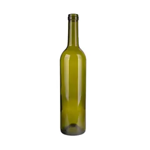 Vino tinto 750ml botella de vidrio de color verde con corcho para hacer vino llenar botella de copa de vino tinto
