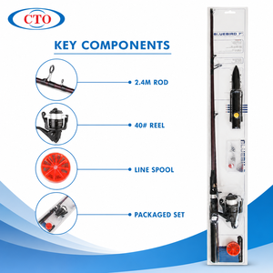 CTO Strong - Kit de Pesca de 2.4 Metros, 2 Segundos, 40 Carretes, 7 Piezas, <span class=keywords><strong>Combo</strong></span> de Caña de Pescar para la Costa - Product Image 1